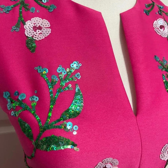 Kate Spade Fit and Flare Floral Embellished Pink Women's Dress Size 00 - Picture 10 of 16